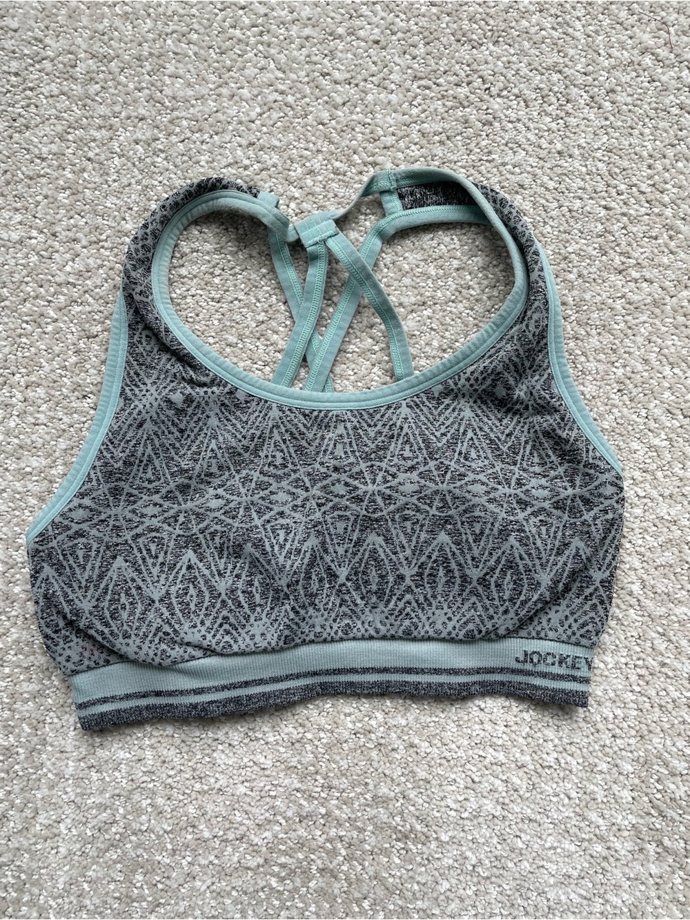 Jockey Grey & Mint Patterned Sports Bra - Picture 1 of 3